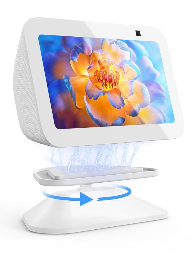 Maxonar Stand for Echo Show 5 (3rd Gen), Adjustable Tilt Swivel Stand Anti-Slip Base Strong Magnetic Compatible with 2023 Release Show 5 Smart Speaker- White - Image 1